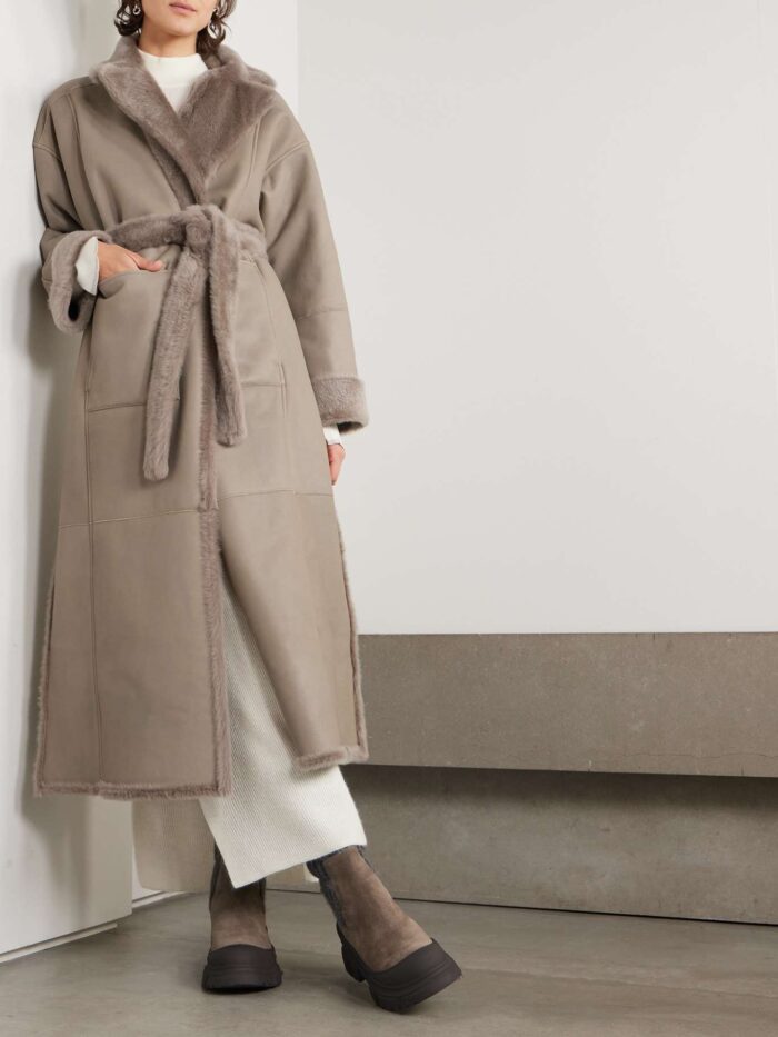 Faiolica Pleated Leather Coat - Image 4